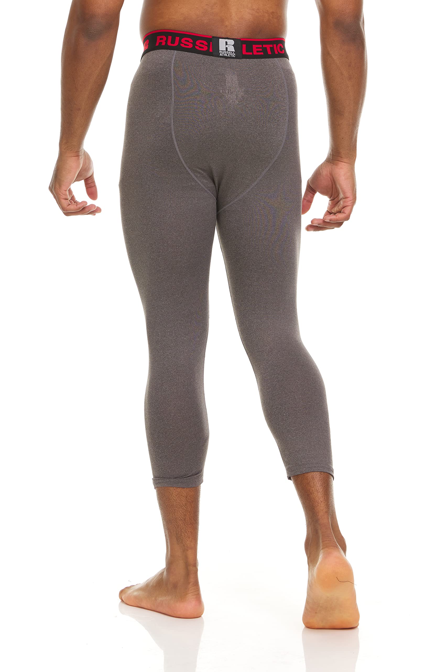 Russell Athletic Men’s Compression Pants - 3/4 Length Performance Leggings for Running, Workout, Yoga & Basketball | Moisture-Wicking Baselayer with Muscle Support | Ideal for Gym, Training & Sports Recovery
