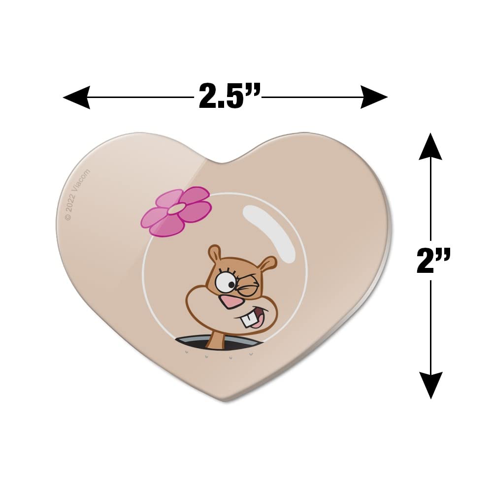 SpongeBob Sandy Wink Face Heart Acrylic Fridge Magnet - Cute Cartoon Refrigerator Decor for Kitchen, Office & Dorm Room