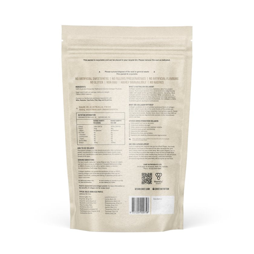 Grass Fed Collagen Protein Powder - Unflavored Hydrolyzed Collagen Peptides for Skin, Hair & Joint Support - Perfect for Smoothies, Coffee & Baking