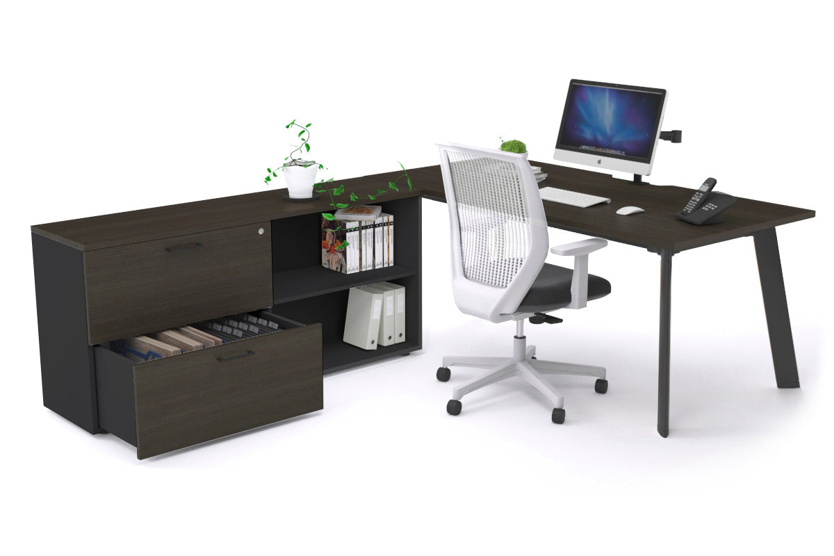 Switch Executive Setting With Uniform Spine Black Frame [1600L x 800W with Cable Scallop] - Premium Office Desk for Modern Workspaces