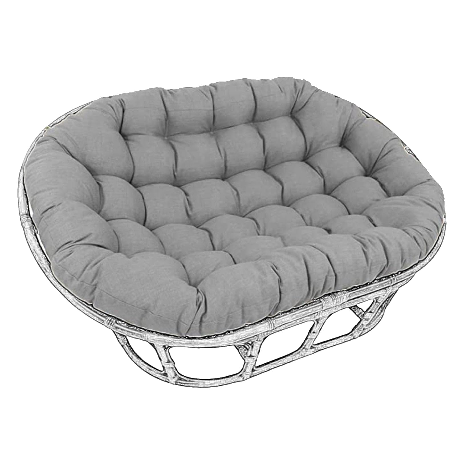 Waterproof Papasan Chair Cushion with Ties - 67 x 47 Inch Gray Rattan Swing Chair Pad for Indoor/Outdoor Use - Perfect for Patio, Garden, Sunroom & Relaxation Spaces