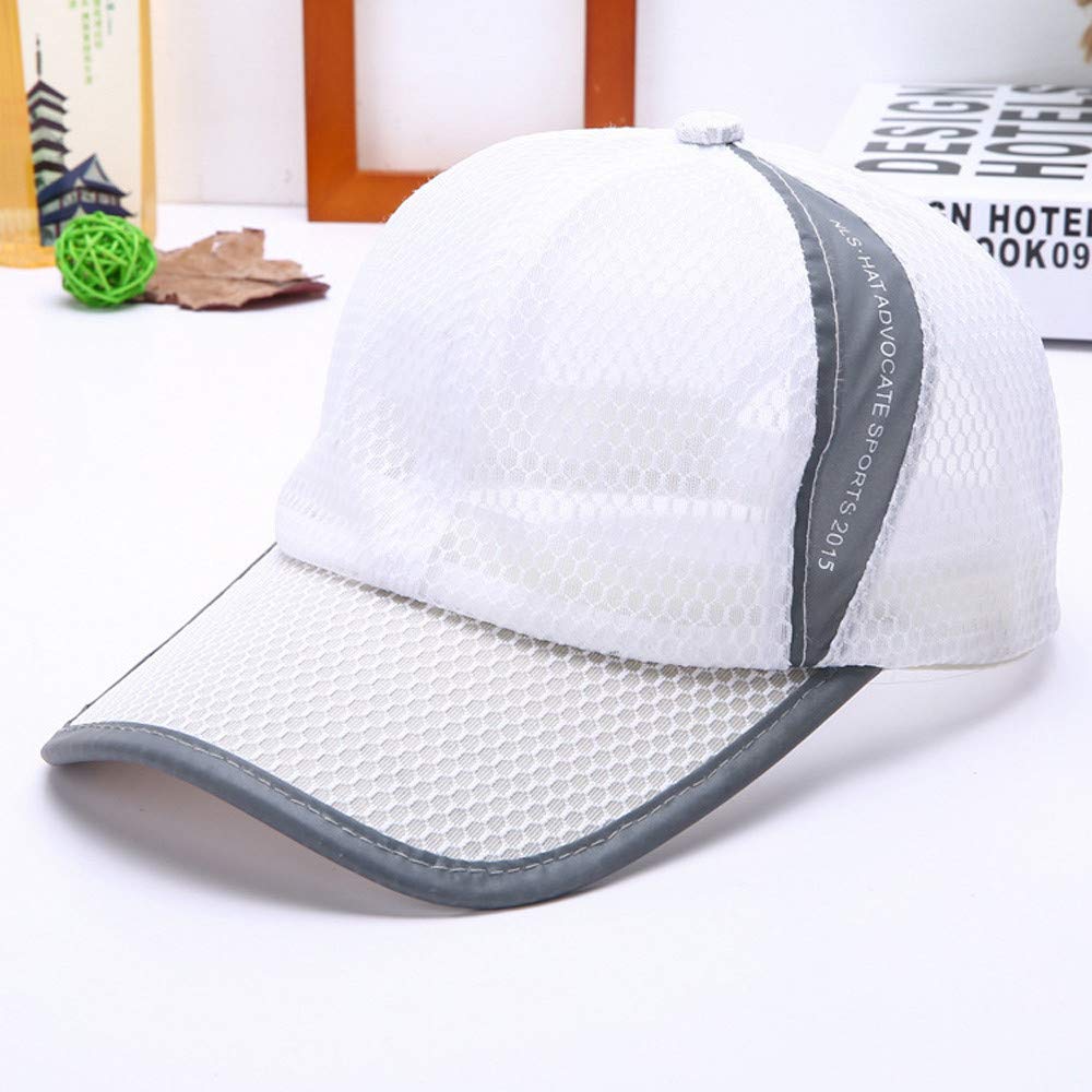 Breathable Mesh Baseball Cap for Women & Men - Summer Sport Hat by Famous Stars and Straps - Adjustable White Fitted Cap for Running, Hiking & Outdoor Activities