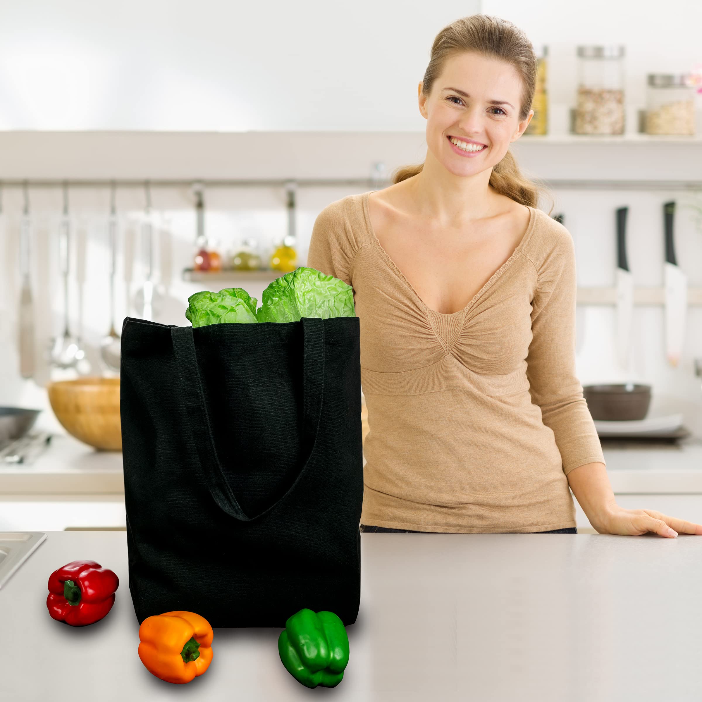 Eco-Friendly Canvas Tote Bags - 2 Pack Reusable Shopping Bags for Groceries, Beach, Work & DIY Gifts - Durable Multipurpose Cotton Carryall for Women & Men
