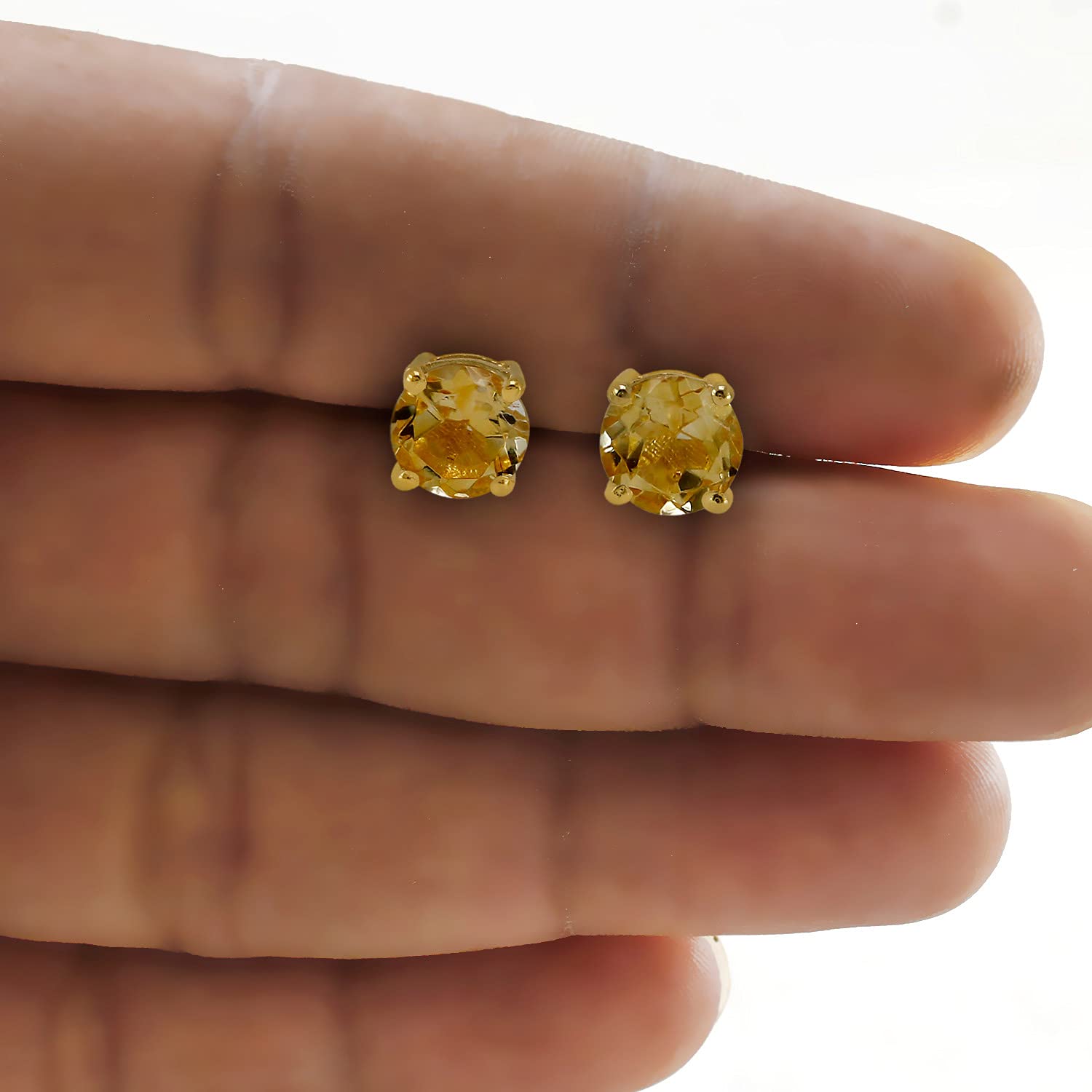 Sterling Silver Stud Earrings for Women - Round Birthstone Earrings in 925 Silver | Perfect for Gifts, Daily Wear & Special Occasions