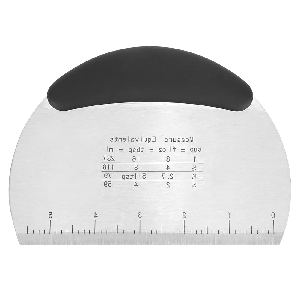 Stainless Steel Dough Scraper - 16x11.8cm (6.3x4.6in) Baking Bench Scraper with Measurement Marks for Cake Decorating, Spreading Icing & Pastry Making - Perfect for Bakers, Home Chefs & Professional Kitchens