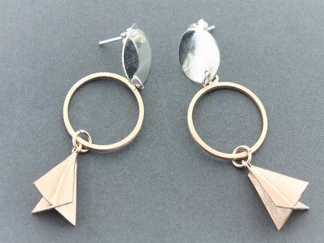Rose Gold Over Silver Dart Flight Drop Earrings - Elegant Dangle Jewelry for Women, Perfect for Parties, Weddings & Everyday Wear