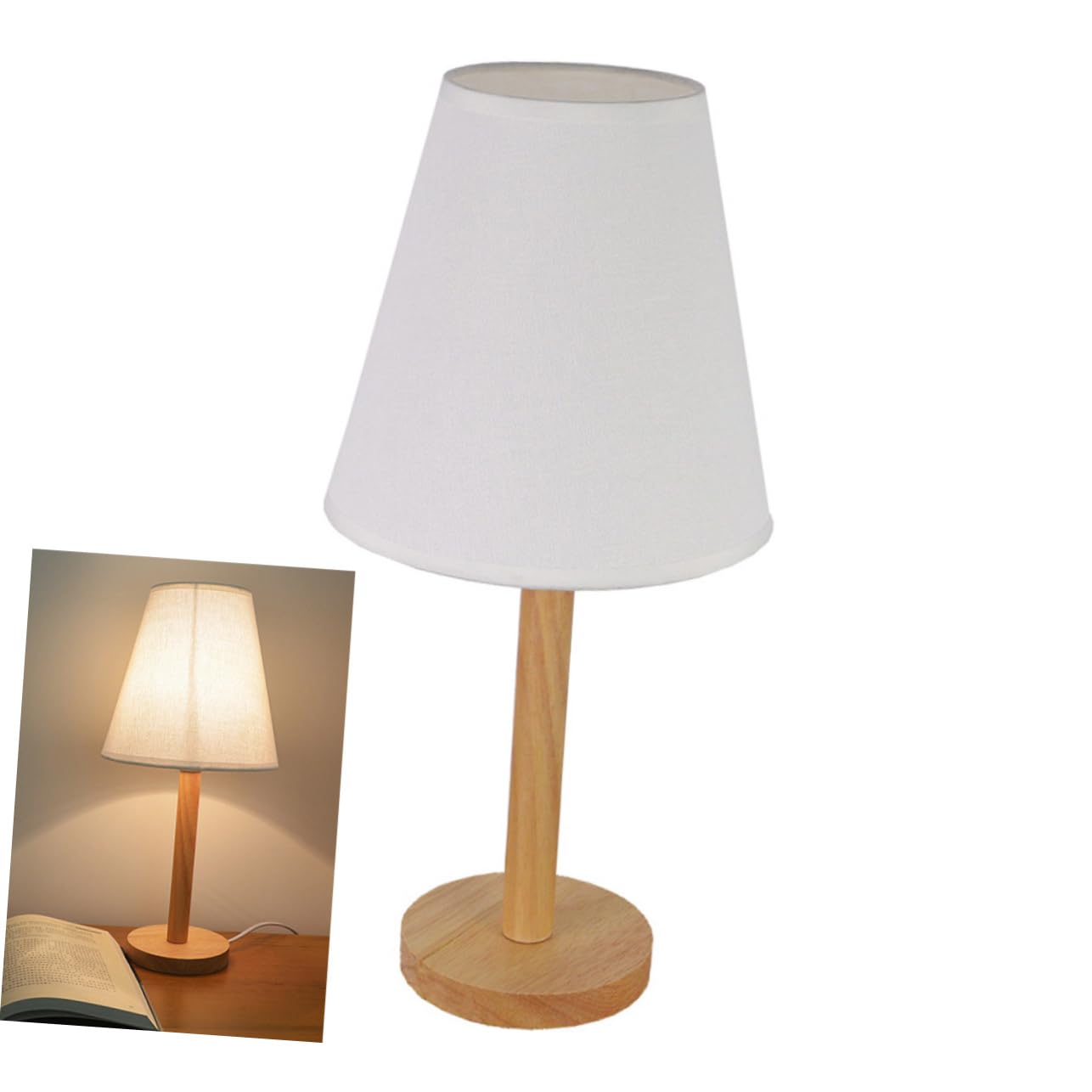 Wooden Nightstand Lamp with USB Port - Modern Bedside Table Lamp for Bedroom, Living Room, Office - Adjustable Brightness Touch Control LED Reading Light for Home Decor