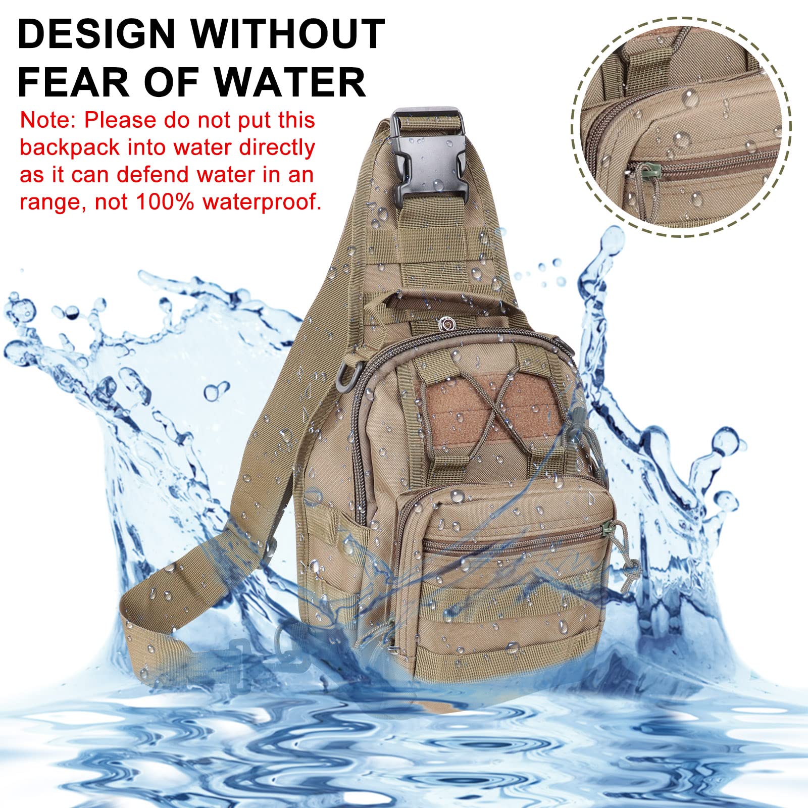 QCute Tactical Backpack - Waterproof Military Molle Sling Bag for Outdoor Hiking, Camping & Everyday Carry - Durable Shoulder Chest Pack for Men & Women