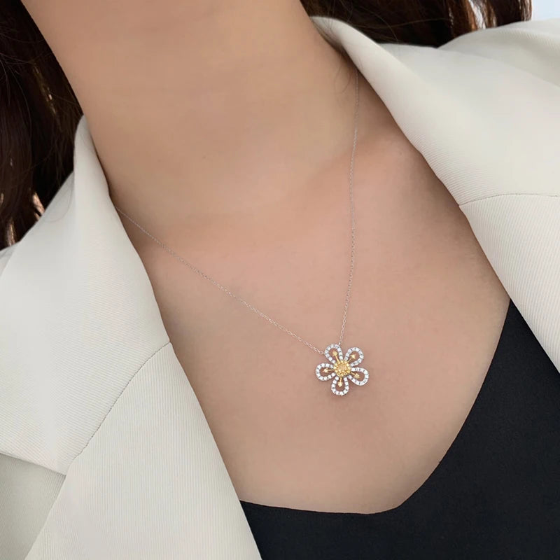 18K White Gold Real Natural Yellow Diamond Pendant Necklace for Women - Elegant Jewelry Gift for Anniversary, Birthday & Special Occasions