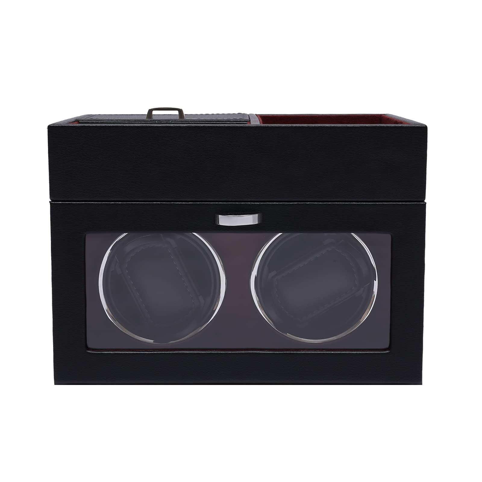 Premium SHZICMY Automatic Watch Winder Box - Dual Watch Storage with [Upgraded] Flexible Pillows, Jewelry Storage & Super Quiet Motor | LED Display & Velvet Lining (Red) | Perfect for Watch Collectors & Luxury Watch Maintenance at Home/Office