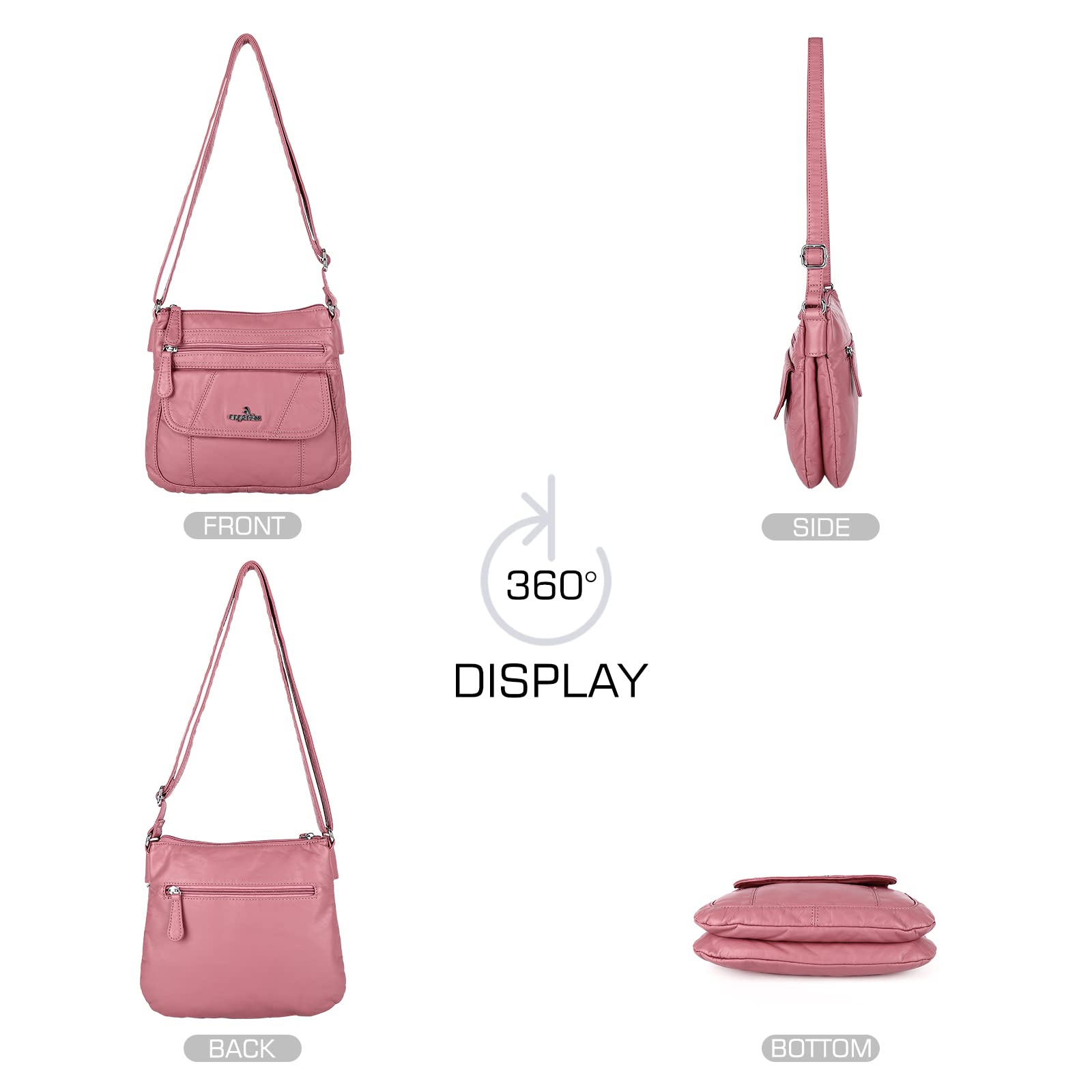 Angel Kiss Women's Crossbody Bag - PU Leather Adjustable Shoulder Handbag Purse for Daily Use, Travel & Shopping