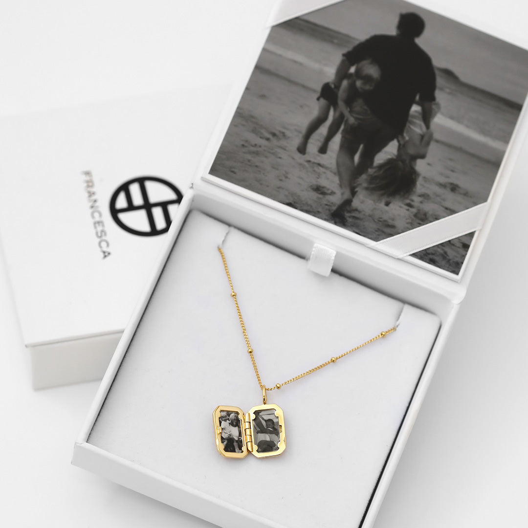 Bevel Photo Locket Necklace - Personalized Engraved Heart Pendant for Women - Perfect for Anniversaries, Valentine's Day & Memorial Gifts