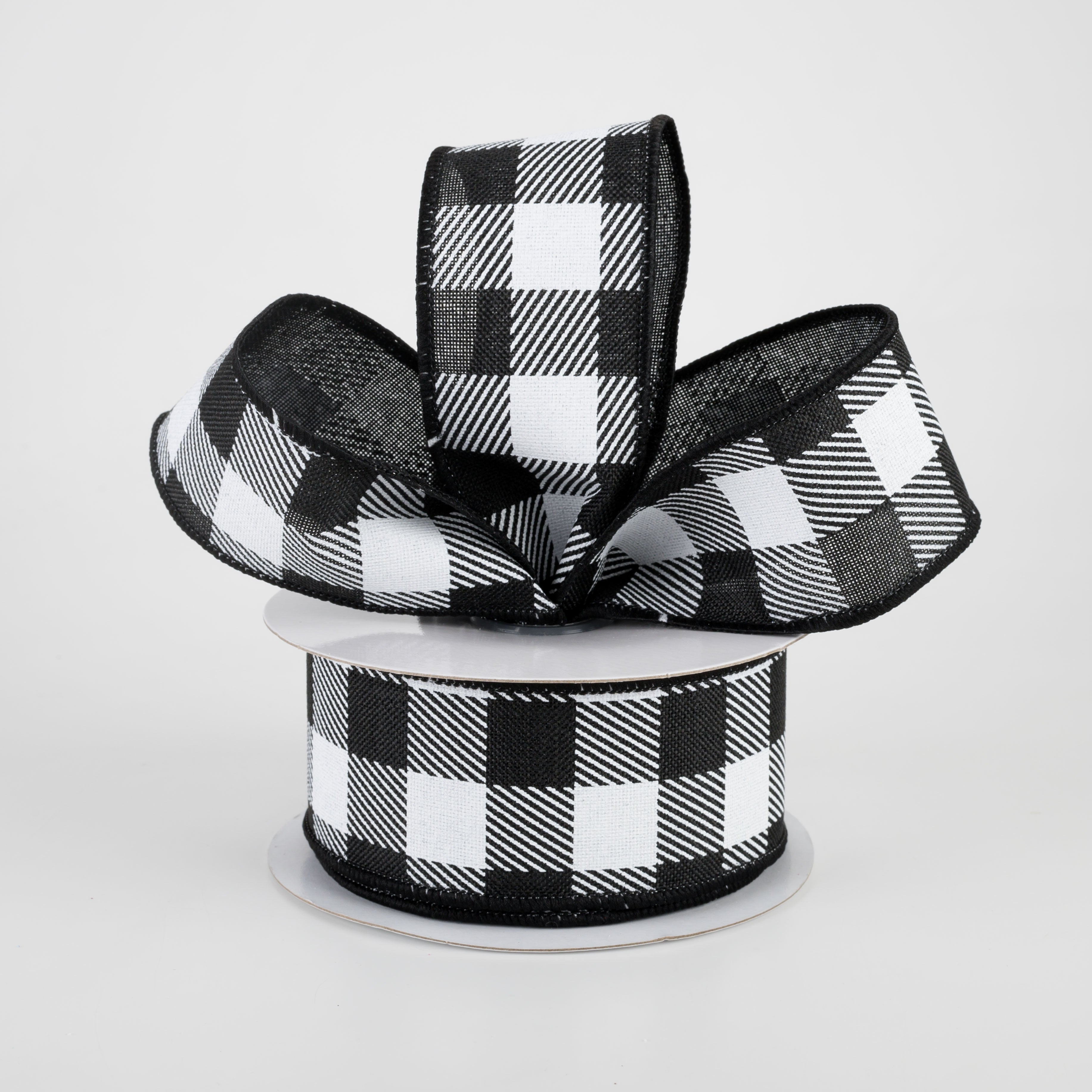 1.5 Inch Black and White Plaid Check Ribbon - 10 Yards for Gift Wrapping, Crafts, and DIY Projects