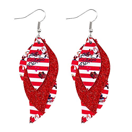 Elegant Christmas Drop Dangle Earrings for Women - Faux Leather Party Jewelry Accessory (JKRED59, One Size) | Perfect for Holiday Parties, Gift Giving & Festive Occasions