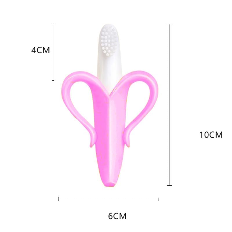 Kritiu Banana-Shaped Baby Teething Brush & Rattle Nibbler Set - Soft Silicone Teether Toy for Infants | BPA-Free, Non-Toxic, Easy to Clean | Perfect for Soothing Sore Gums & Early Oral Development (Peach & Purple) | Ideal for Home, Travel & Daycare Use