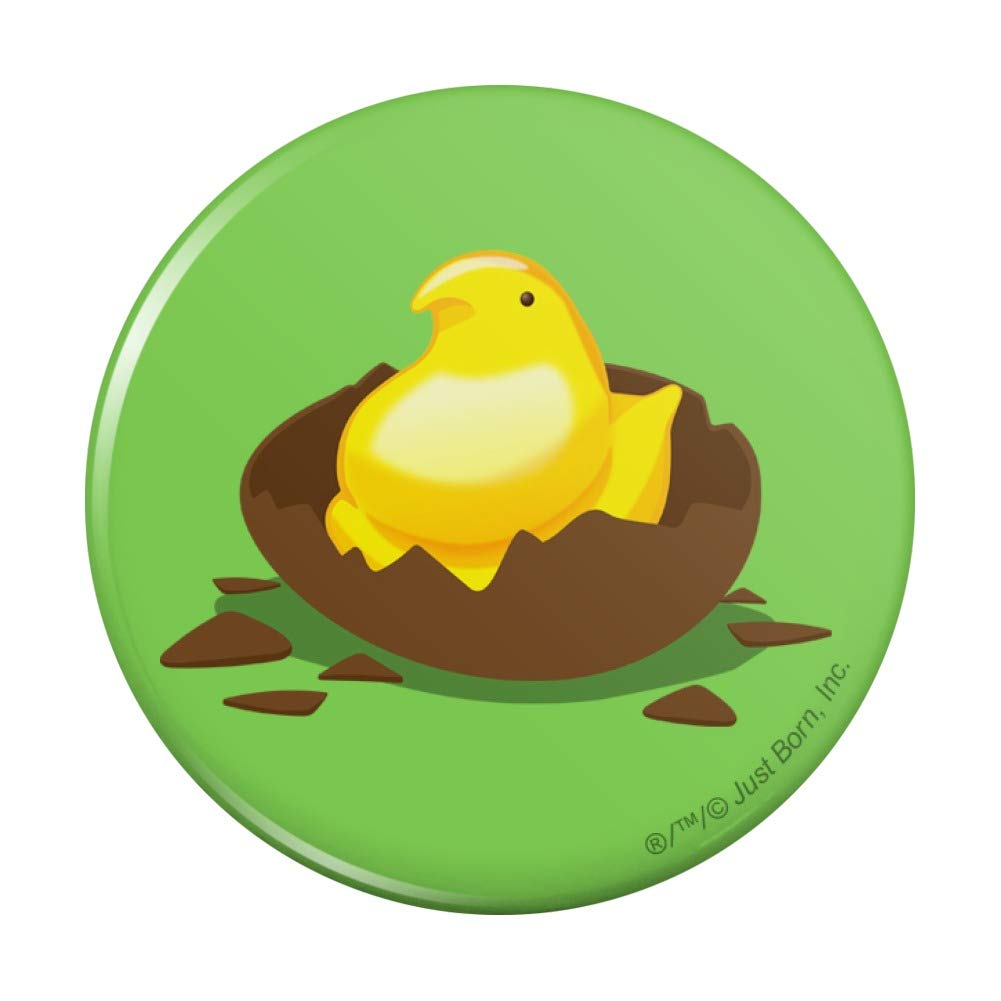 Peeps Hatching from Chocolate Easter Egg Pinback Button - Cute Easter Bunny Enamel Pin for Jackets, Bags & Hats - Perfect Easter Party Favors & Gifts