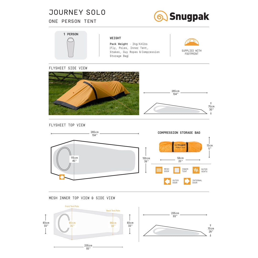 Snugpak Journey Solo Bivi Tent - Lightweight 1-Person Camping Shelter for Backpacking, Hiking & Outdoor Adventures