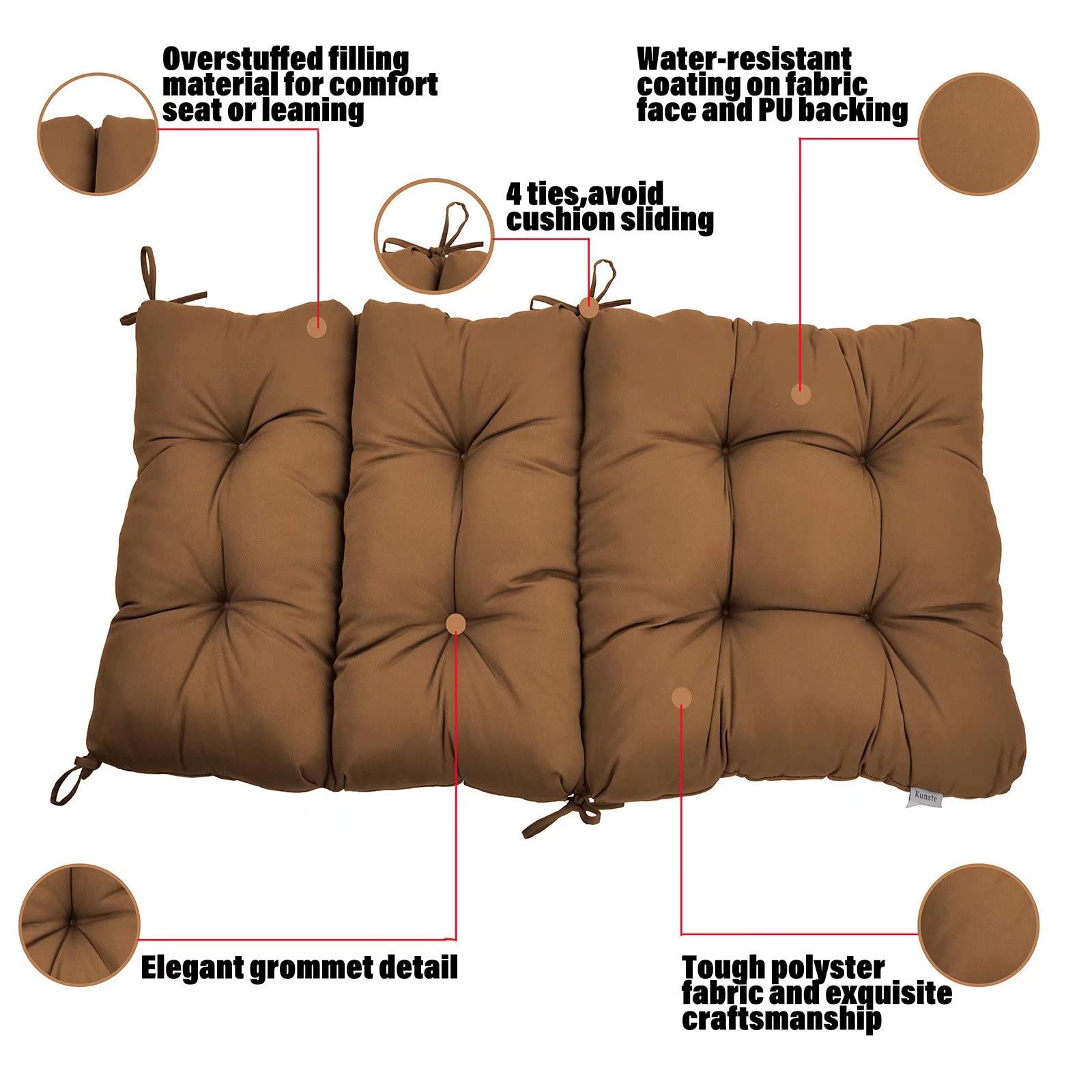 Premium Tufted Deep Seat Cushions with High Back Support - Indoor/Outdoor Patio Furniture Cushions (Light Coffee, Set of 2) - Perfect for Living Room, Garden & Poolside Relaxation