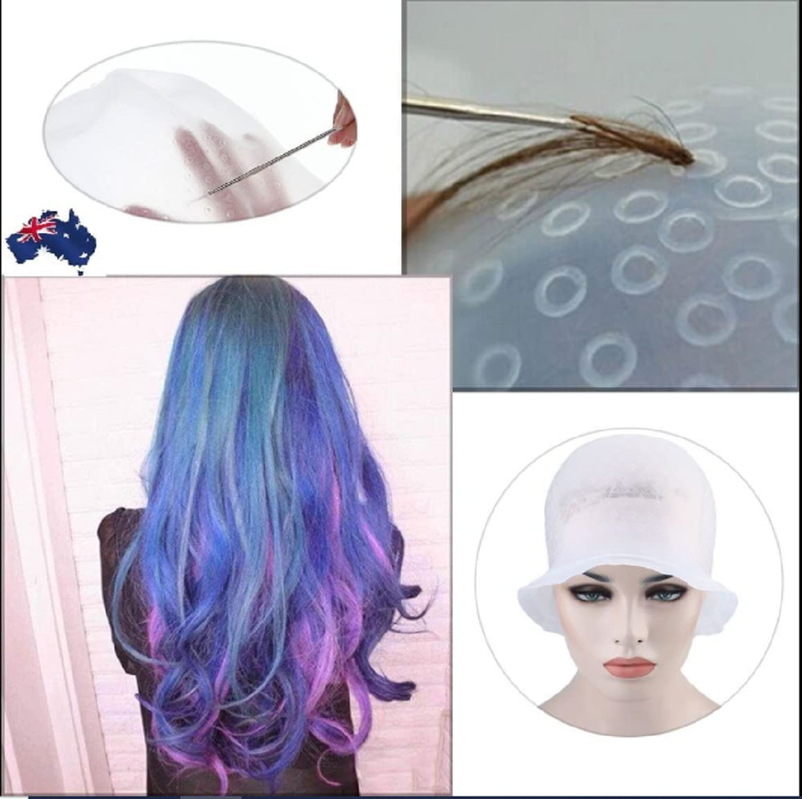 Professional Salon Silicone Hair Highlighting Frosting Cap with Free Hook - Perfect for DIY Balayage, Ombre & Foil Highlights at Home
