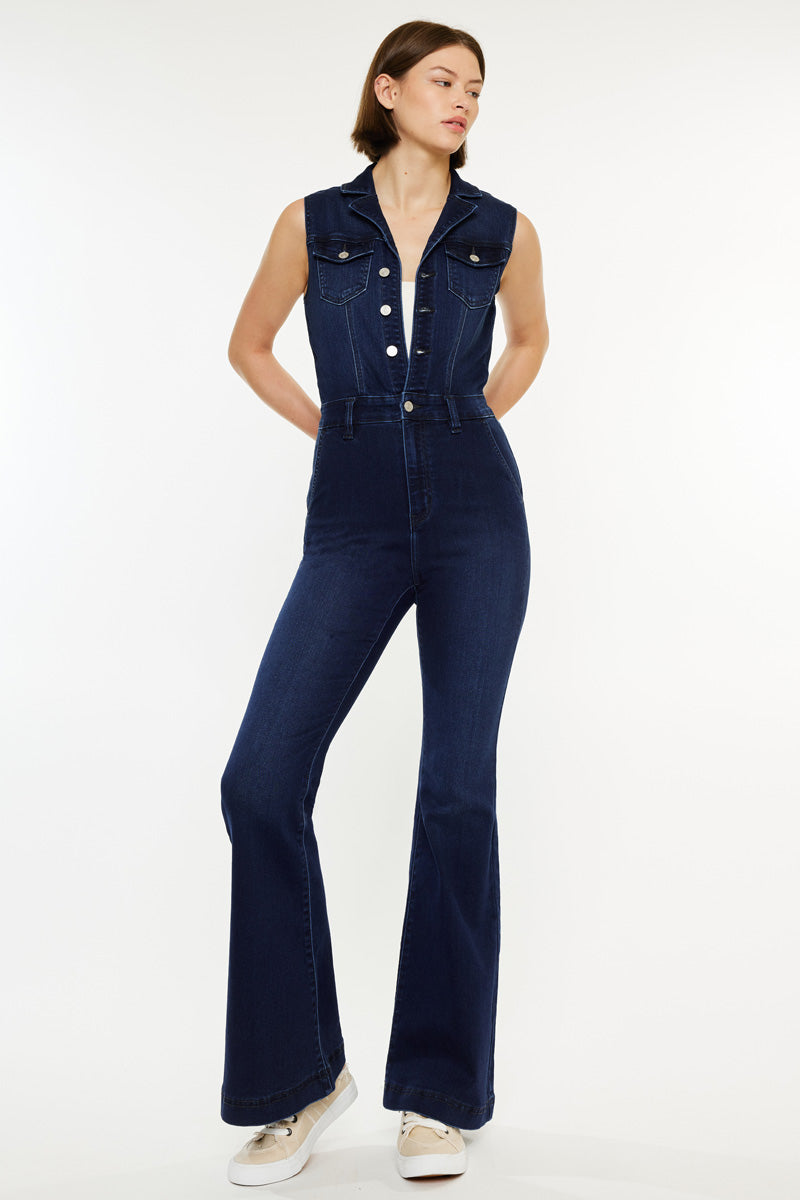 Fawn Super Flare Jumpsuit for Women - Trendy High Waisted Wide Leg Romper with Pockets | Perfect for Casual Outfits, Date Nights & Summer Vacations