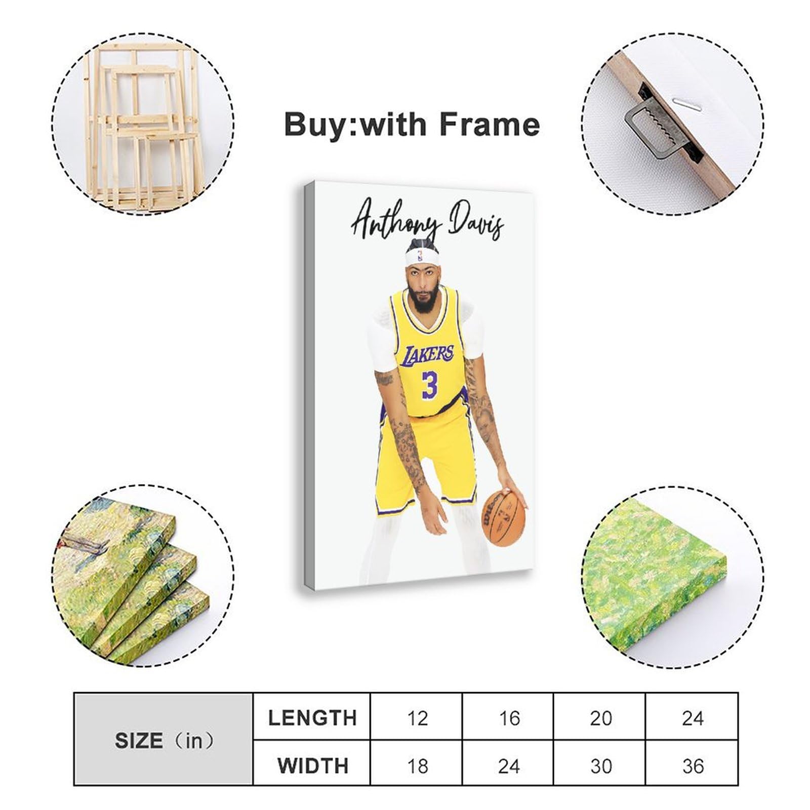 BAVIEN Anthony Davis Basketball Poster - 24x36 Inch (60x90cm) Canvas Wall Art for Sports Fans - Perfect for Bedroom, Office & Man Cave Decor - Great Gift for NBA Lovers & Basketball Enthusiasts