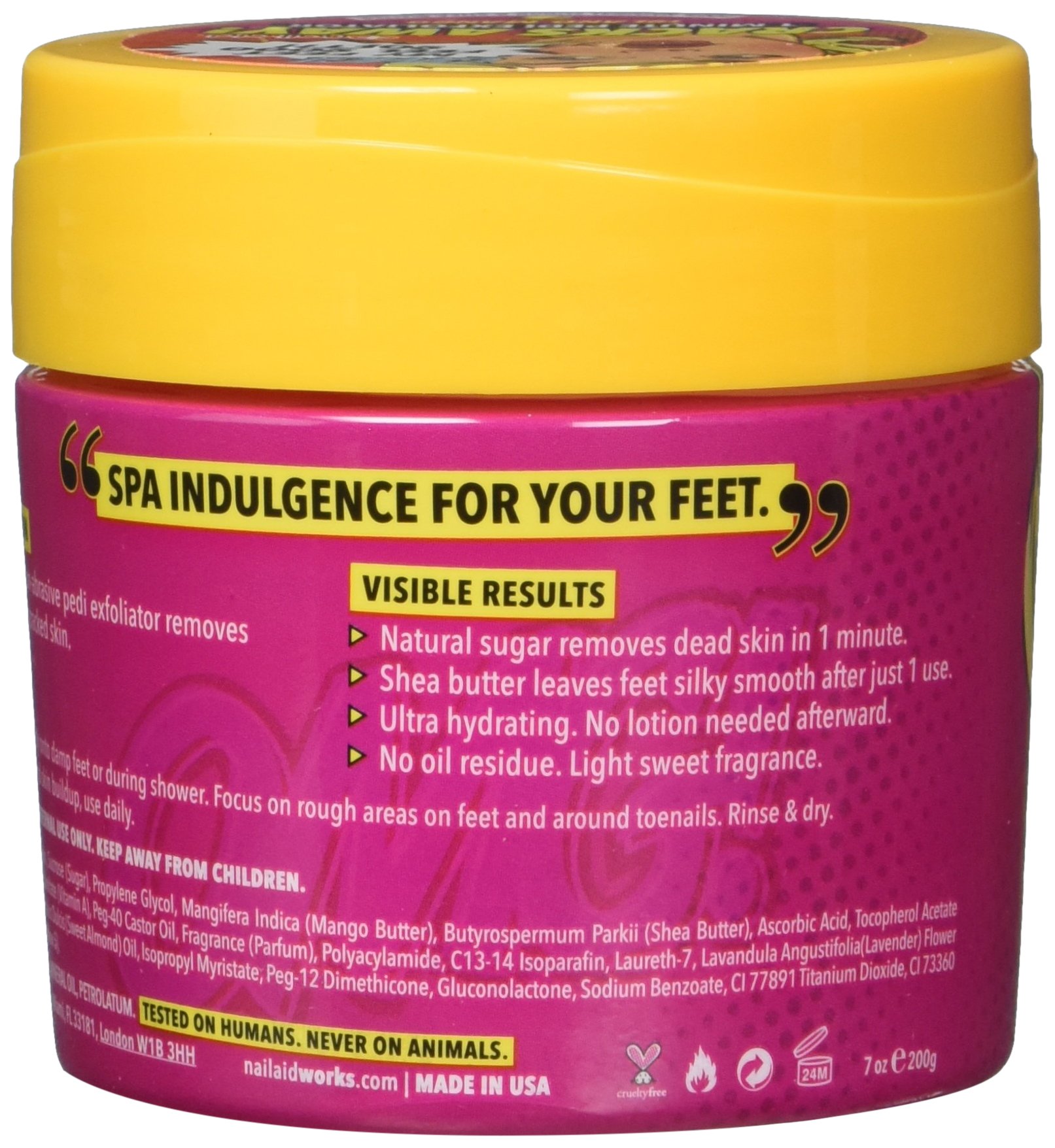 NAIL-AID Cracks Away 1 Minute Pedi Exfoliator for Cracked Heels - Fast-Acting Foot Scrub with Mango Extract - 7 fl oz (2-Pack) - Perfect for Dry, Rough Feet & At-Home Pedicures