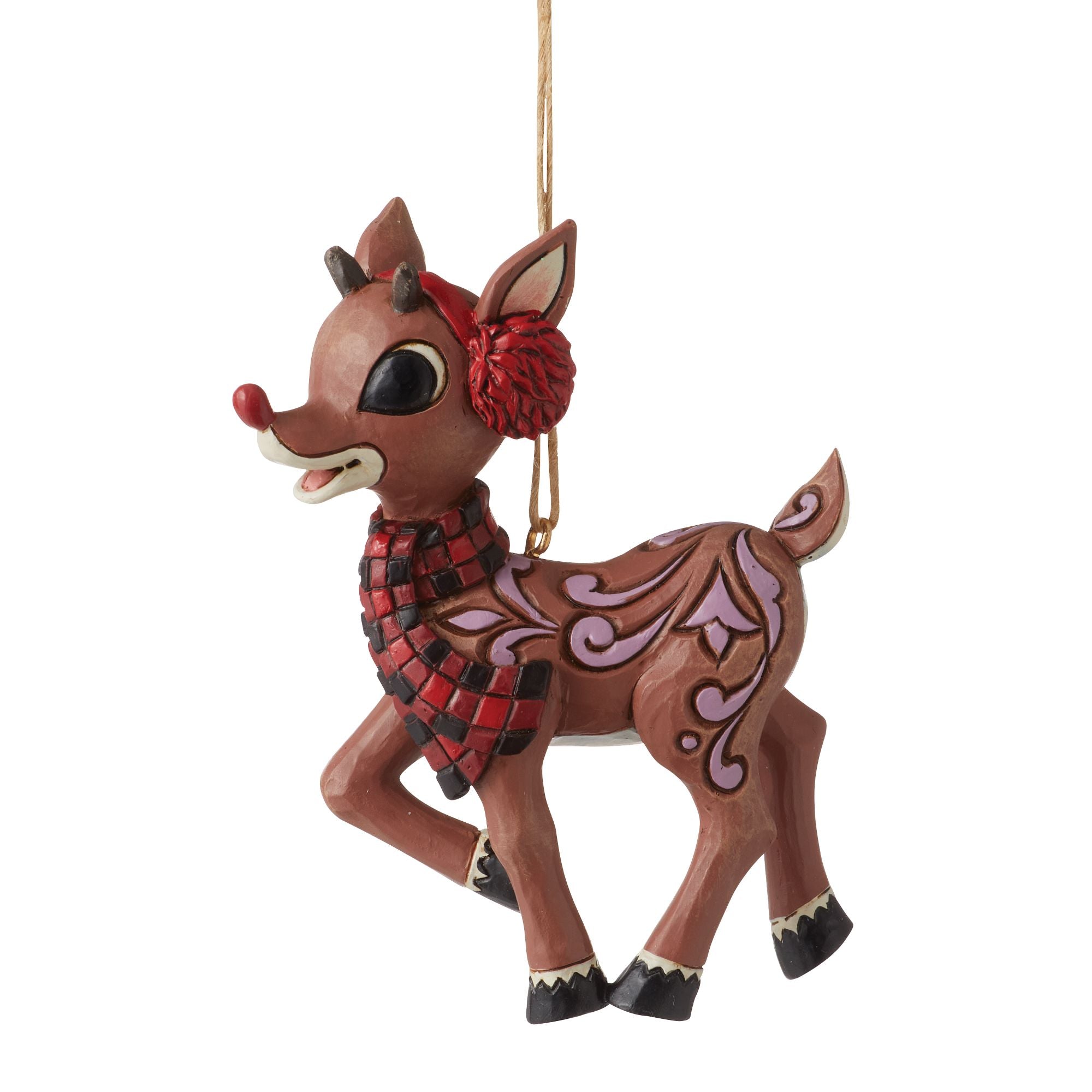Rudolph with Earmuffs Christmas Tree Ornament - Festive Holiday Decor for Home, Office & Gift Giving
