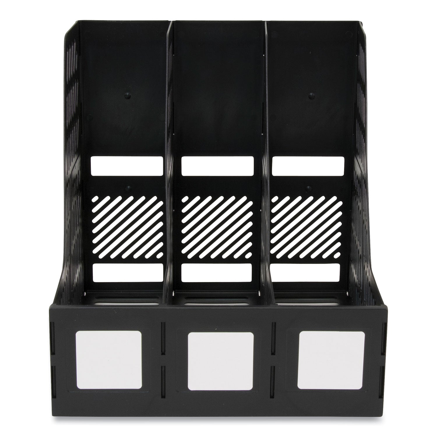 Advantus 3-Slot Black Literature File Folder - 10 x 10 x 10.25 Inches - Organize Documents, Reports & Office Supplies - Perfect for Filing Cabinets, Desks & Home Office Organization