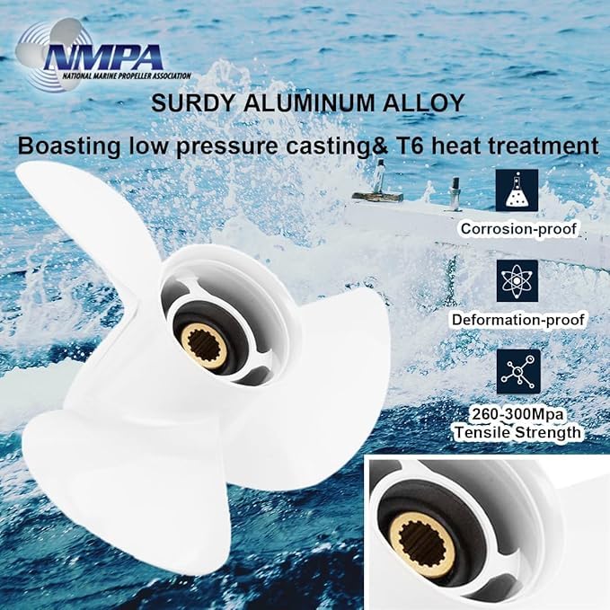 VIF Aluminum Boat Propeller for Yamaha 60HP-130HP Outboard Engines - 15 Tooth RH - Perfect for Fishing, Boating & Water Sports