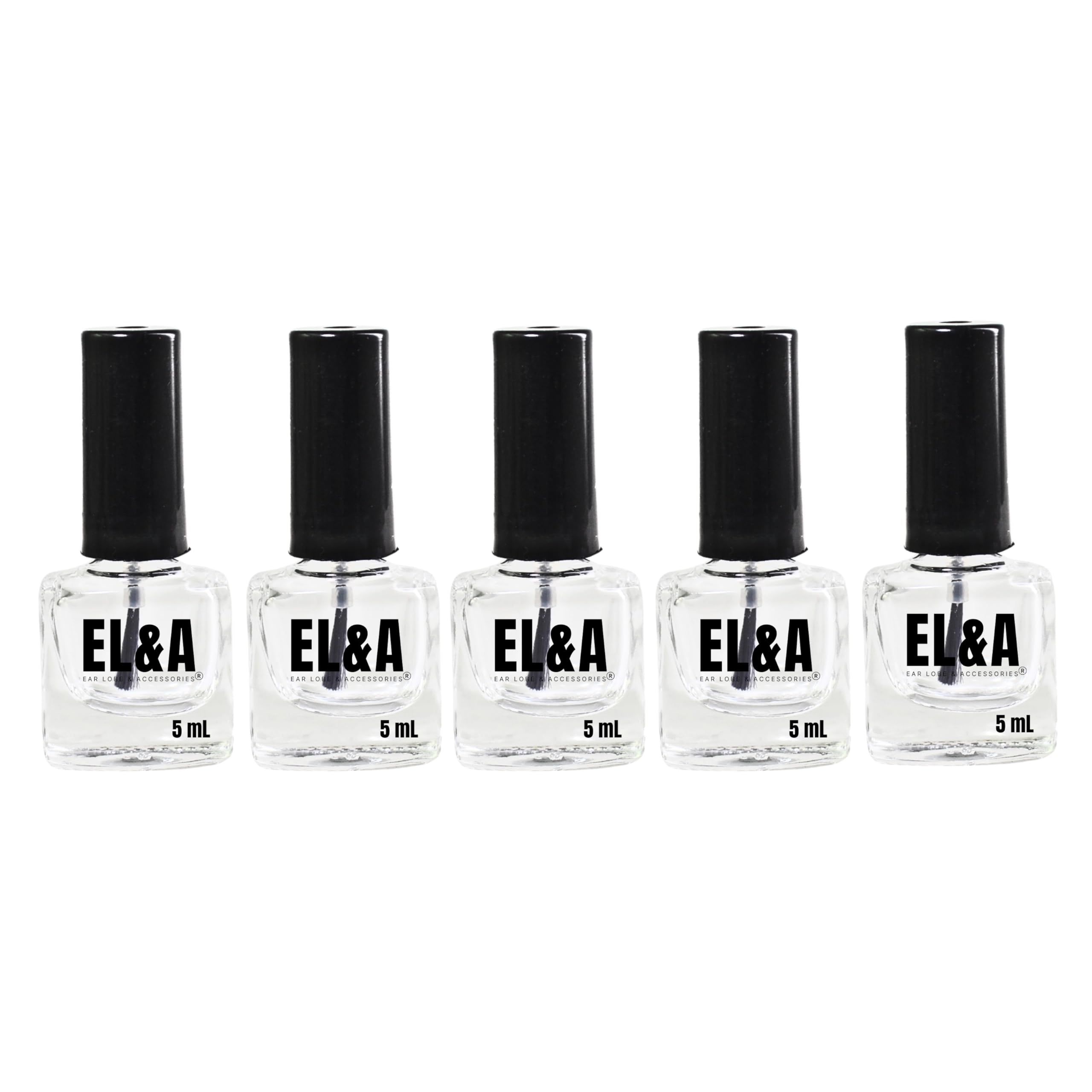 5ml Empty Nail Polish Bottles with Brush Cap - Clear Glass Refillable Containers (6.3x2.3cm) - Pack of 5 for DIY Nail Art, Essential Oils & Beauty Blending | Perfect for Salons, Home Use & Travel