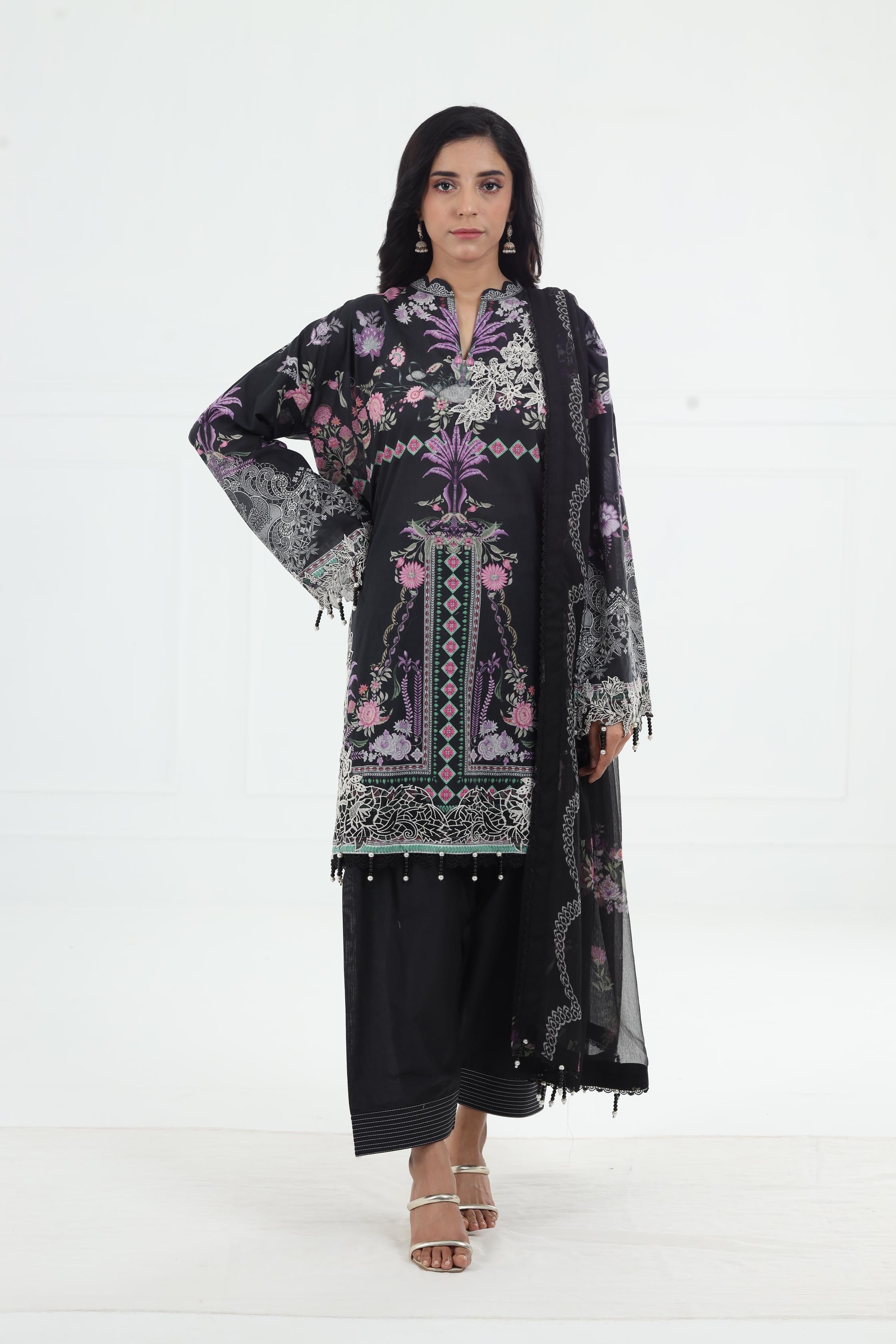 Sana Safinaz Muzlin Volume 1 '25 Stitched Embroidered Lawn Suit - Pakistani Designer Formal Wear for Women - Perfect for Weddings, Parties & Special Occasions