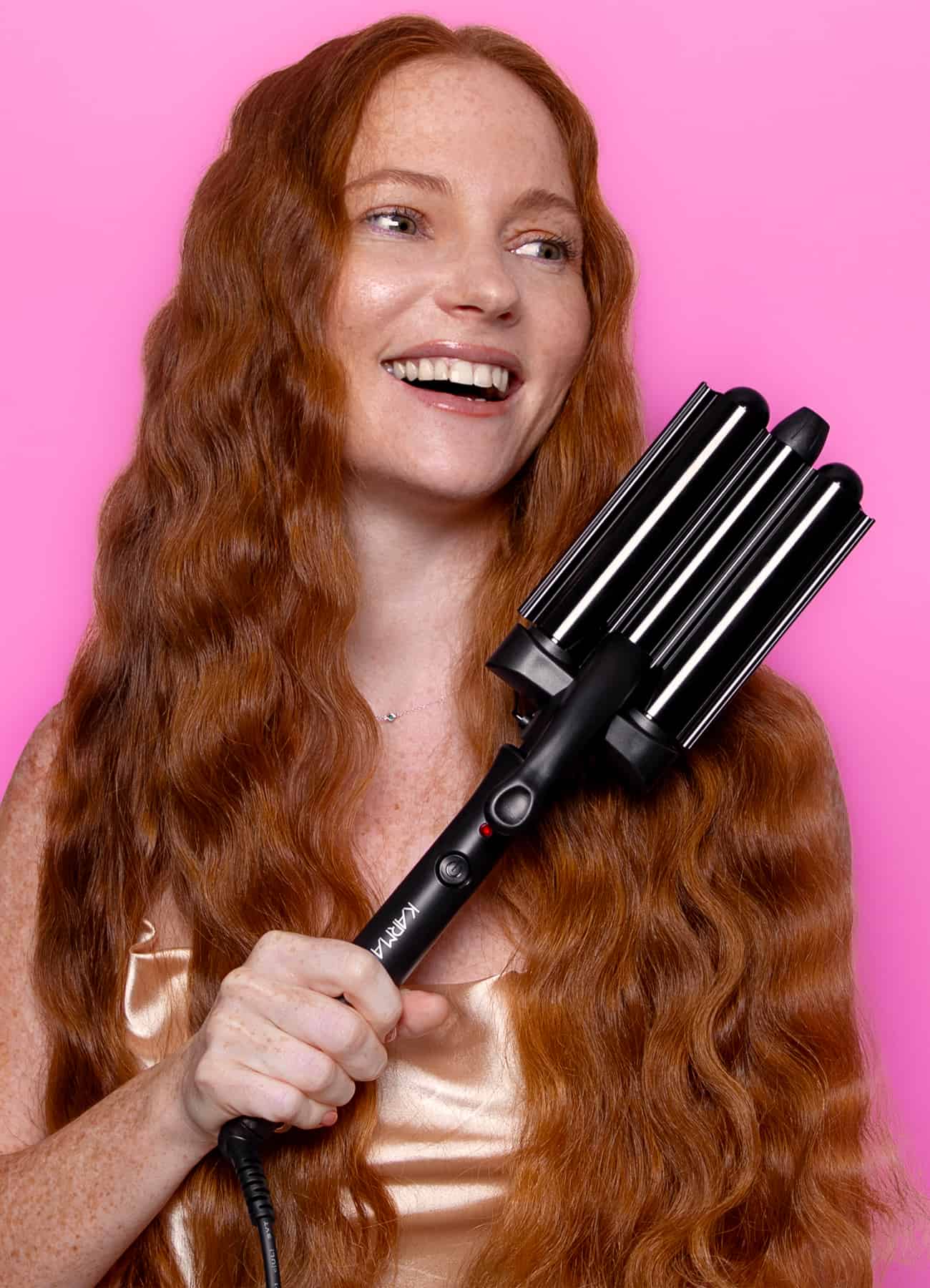 Beach Styler Triple Barrel Hair Waver for Long & Short Hair - Professional Ceramic Tourmaline Waver Iron for Beach Waves & Loose Curls - Perfect for Vacation, Wedding & Everyday Styling