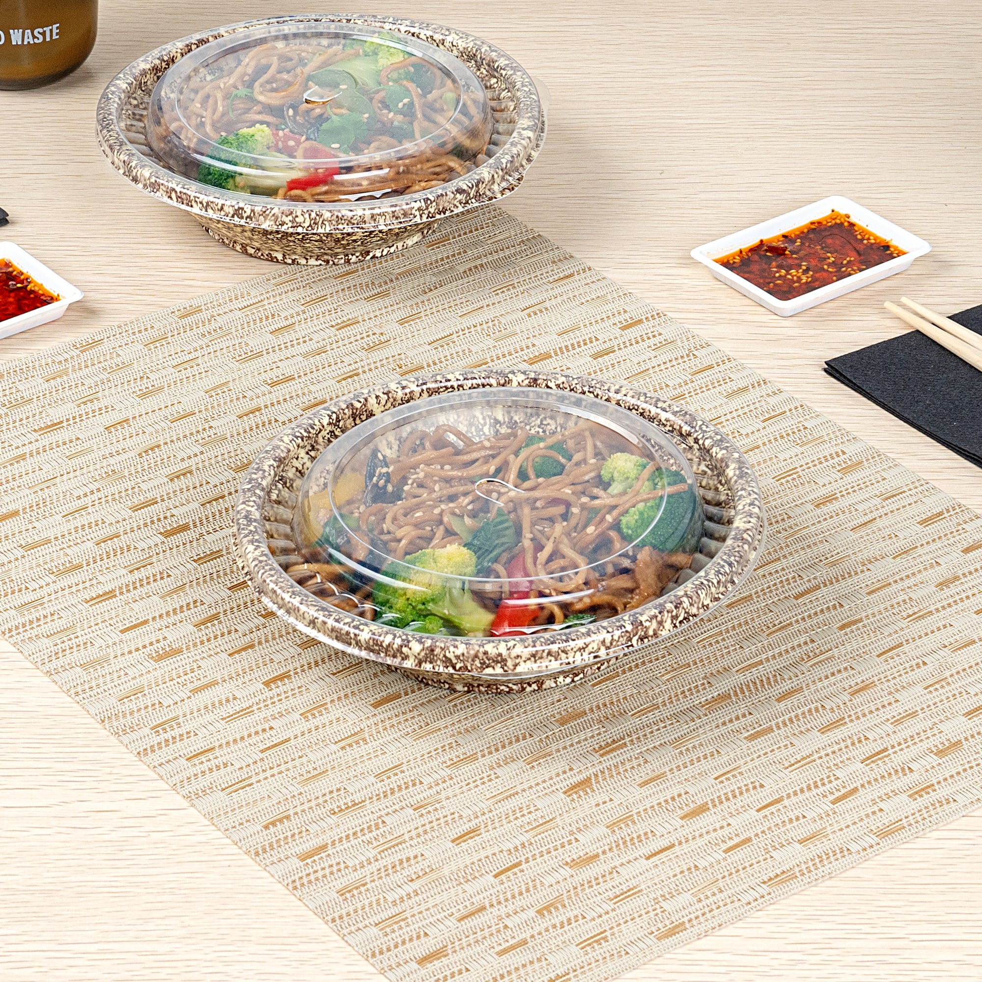 Bento Tek Round Clear Plastic Lids - 7'' x 7'' Fits 10 oz Asian Style Bowls (100-Pack) - Perfect for Meal Prep, Bento Boxes & Food Storage