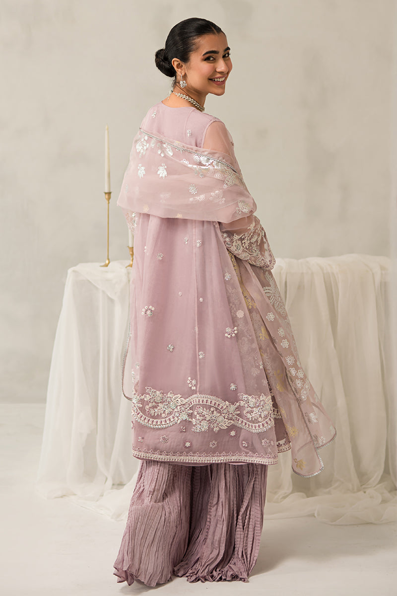 MAUVE SOMBER 4-Piece Embroidered Organza Suit Set for Women - Elegant Pakistani Formal Wear for Weddings, Parties & Special Occasions