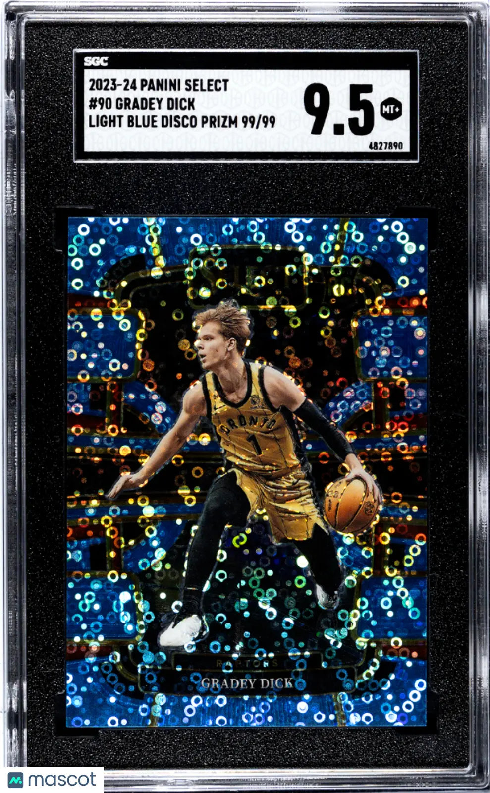 2023 Panini Select Gradey Dick RC Rookie Light Blue Disco Prizm Basketball Card SGC 9.5 Gem Mint 99/99 - Perfect for Collectors & Sports Memorabilia Enthusiasts