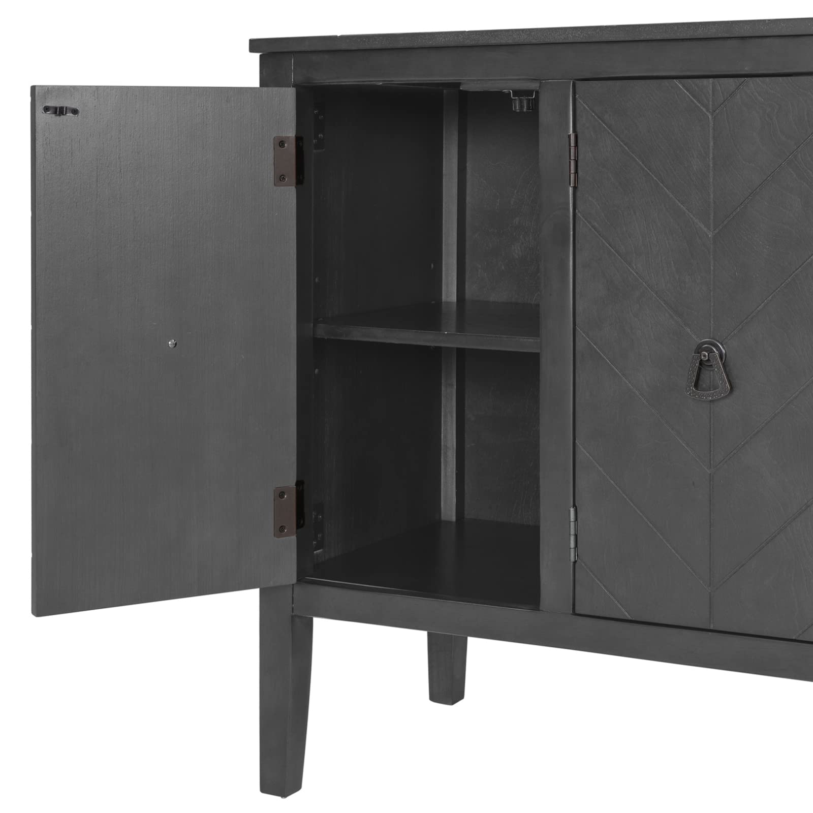 Antique Gray Wooden Accent Storage Cabinet with Adjustable Shelf - U-Shaped Modern Sideboard for Entryway, Living Room & Bedroom - Perfect for Home Organization & Stylish Storage Solutions