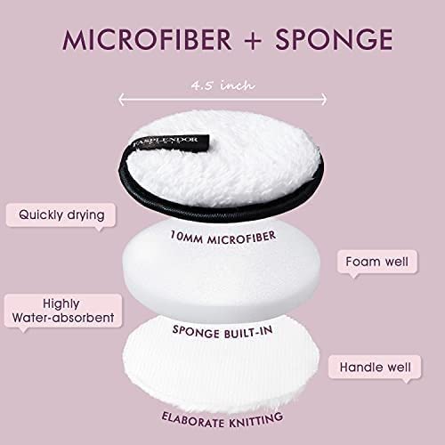 Jarsvoy Reusable Makeup Remover Sponges - 3 Pack Microfiber Cleansing Pads for Mascara, Eye Shadow & Deep Facial Cleansing | Gentle Makeup Removal Wipes for Daily Skincare & Travel