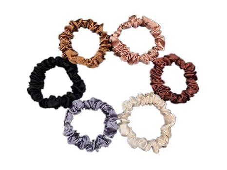 12-Piece Mini Satin Silk Scrunchies for Women & Girls - Thin Elastic Hair Ties for Ponytails, Thick & Curly Hair - Soft Skinny Hair Bands & Ropes (Multicolor Fresh Shades) - Perfect for Workouts, Office, School & Everyday Styling
