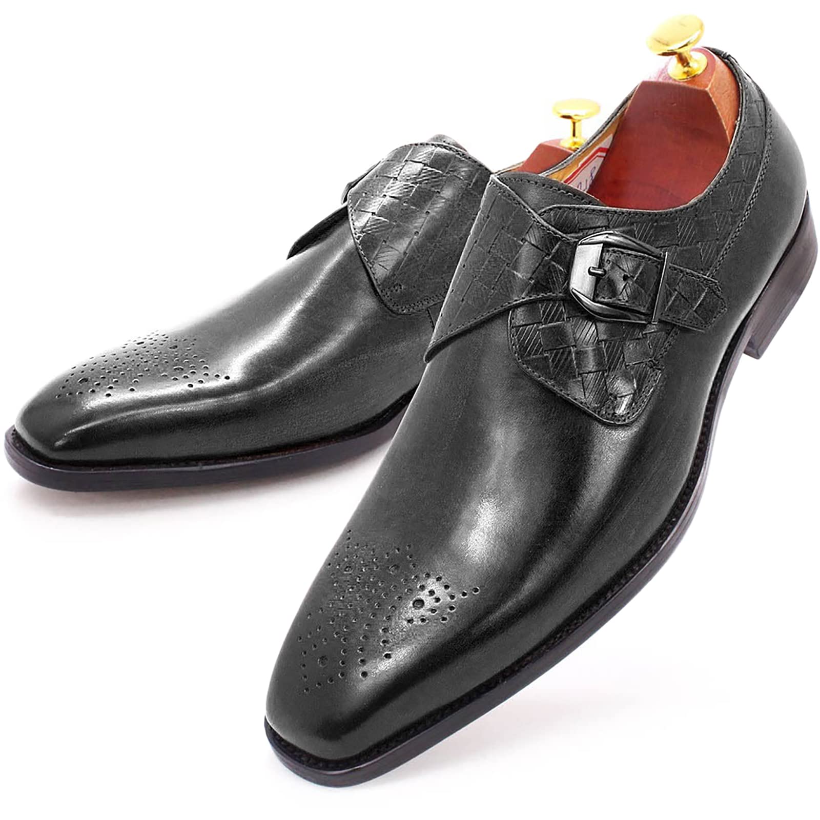Men's Genuine Leather Loafers - Comfortable Slip-On Monk Dress Shoes for Wedding, Office & Business | Classic Oxford Style | Black Size 47 | Perfect for Formal Events, Business Meetings & Smart Casual Occasions