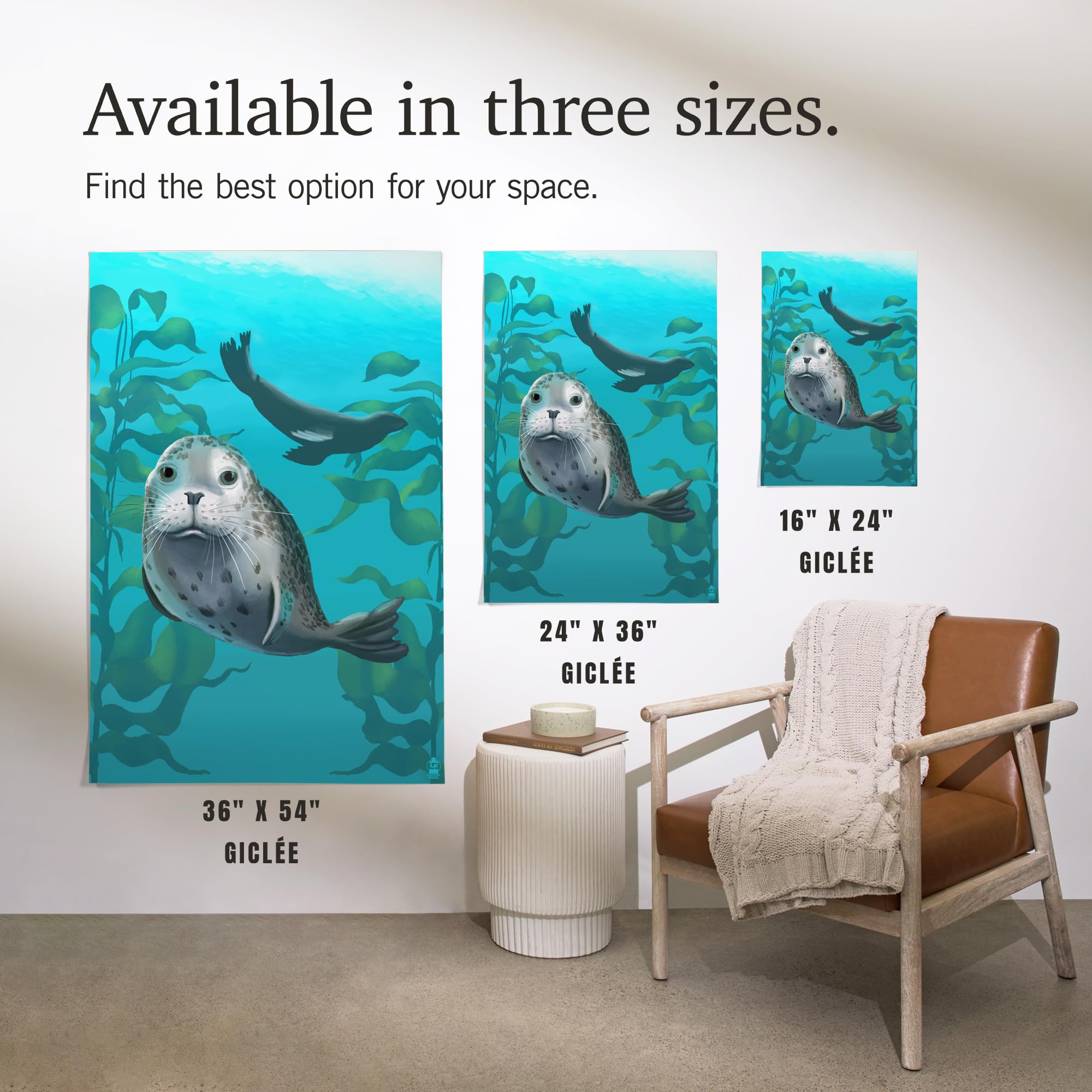 Lantern Press 16x24 Inch Giclee Art Print - Harbor Seals Wall Decor for Living Room, Bedroom & Office | Premium Canvas Painting for Coastal & Nautical Home Decor