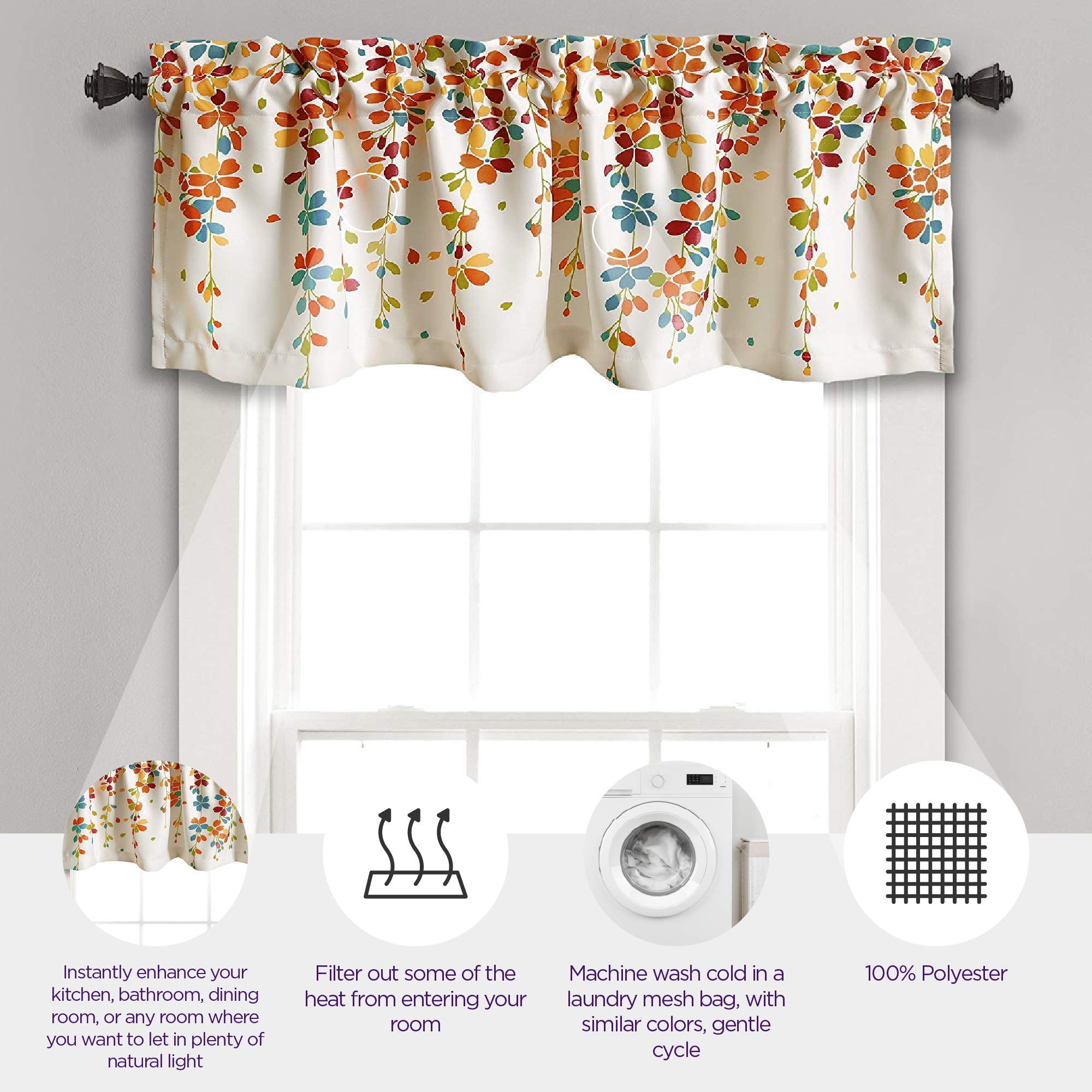 Lush Decor Darkening Window Curtains Set - Turquoise & Tangerine for Bedroom Privacy