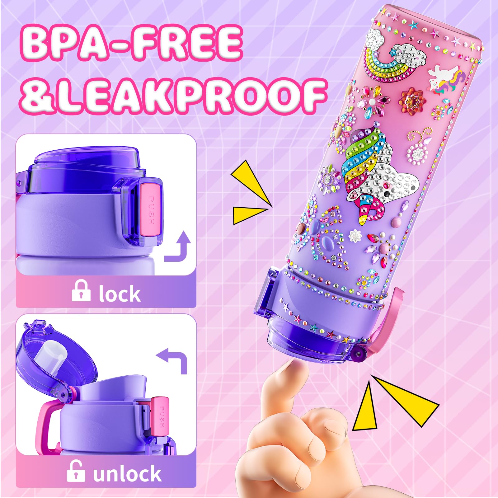 **DIY Unicorn Water Bottle & Friendship Bracelet Craft Kit for Girls Ages 4-12 – Creative Diamond Painting Art Toys, Fun Birthday Gifts for Kids – Perfect for Parties, Playdates & Creative Play**