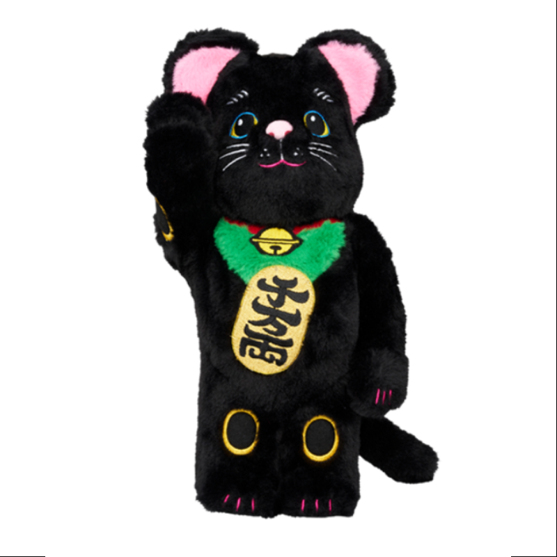 Be@rbrick Lucky Cat Kigurumi Black 400% Limited Edition 2024 - Japanese Collectible Vinyl Art Toy for Home Display & Anime Fans