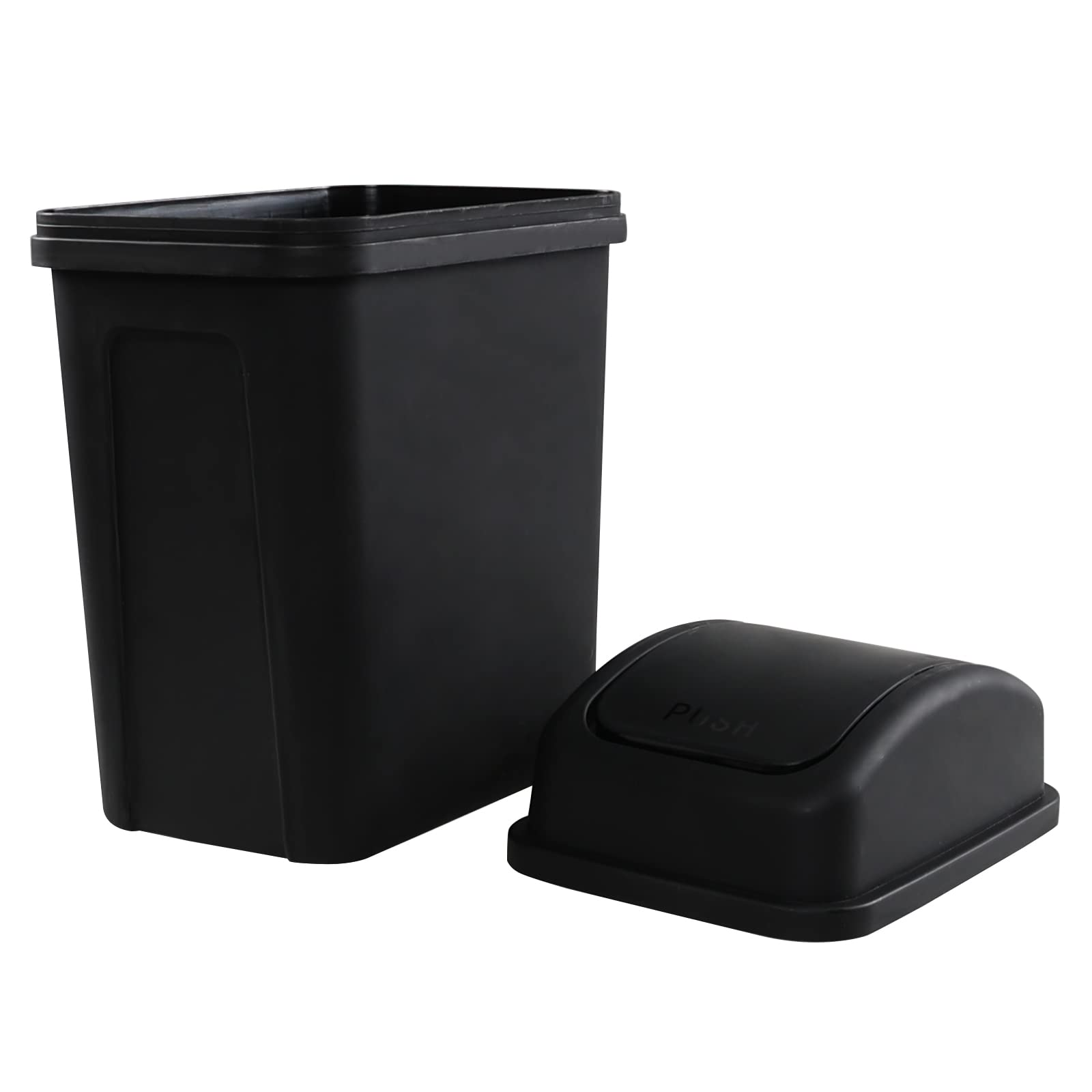 2 Gallon Swing Top Trash Can with Lid - Small Kitchen & Bathroom Garbage Bin for Home, Office, Dorm - Black Wastebasket for Easy Disposal & Odor Control