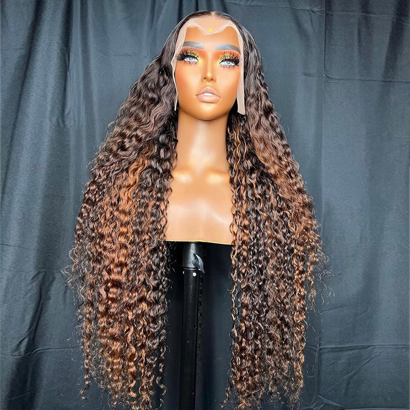 Eullair Brown Curly Human Hair Lace Front Wig - Glueless Pre Plucked Hairline with Natural Wave for Women | Perfect for Daily Wear, Parties & Special Occasions