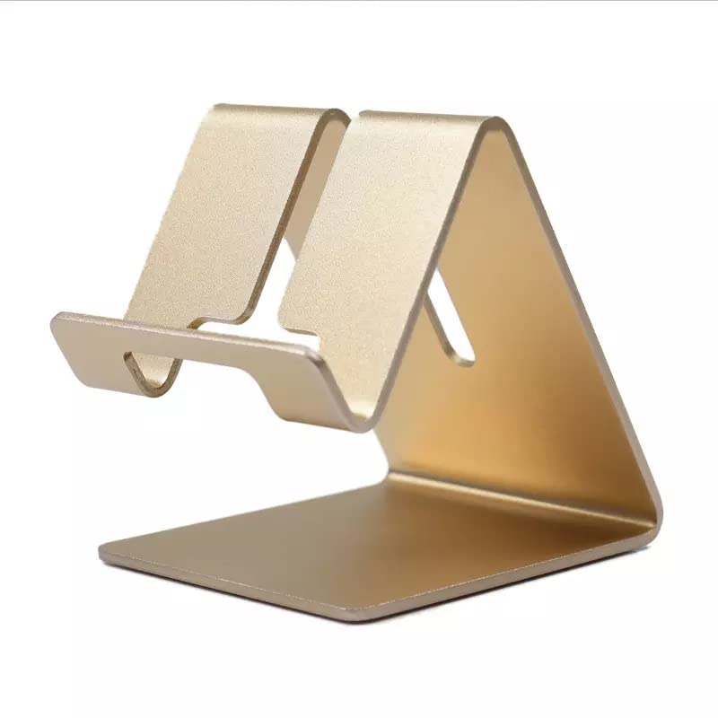 Premium Aluminum Alloy Phone Stand - Gold Desktop Holder for iPhone, Samsung & Smartphones | Perfect for Work, Home & Travel Use