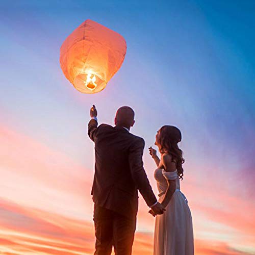10 Pack Chinese Paper Lanterns for Wedding Decorations, Birthday Party Supplies, Festival & Event Decor - Hanging Sky Lanterns for Indoor/Outdoor Celebrations