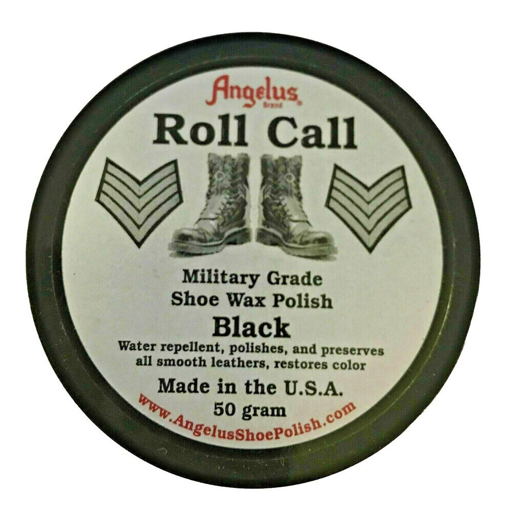 50 Gram Angelus Roll Call Military Shoe Polish Black - Premium Leather Boot & Shoe Care for Army, Work & Dress Shoes - Restores Shine & Protects Footwear