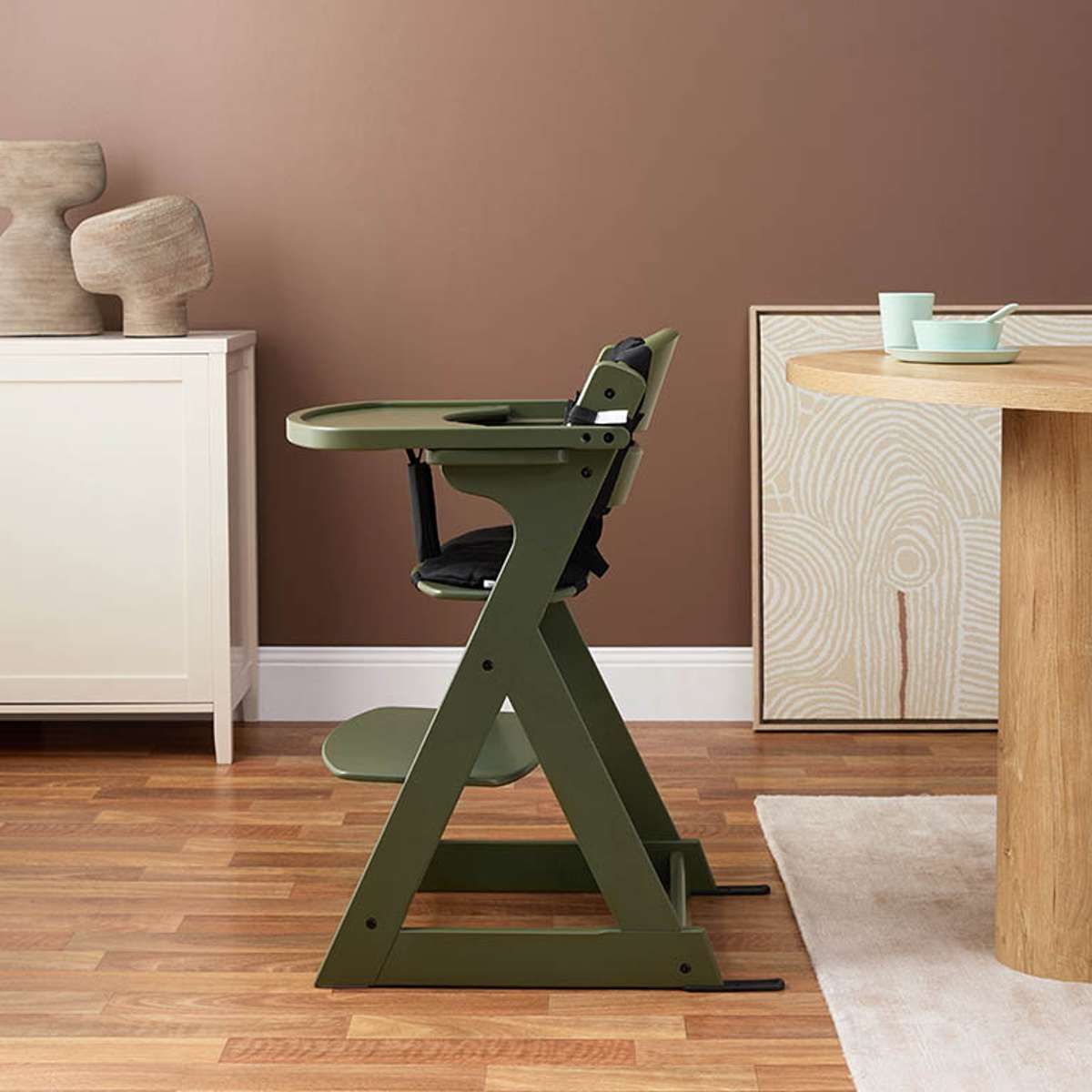 Mocka Original Highchair Fern - Adjustable Baby Feeding Chair with Safety Harness & Tray - Perfect for Dining, Weaning & Learning - Durable & Stylish Wooden High Chair for Toddlers