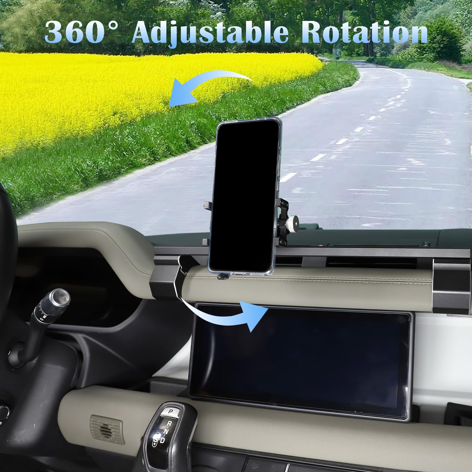 Premium Car Phone Mount for Land Rover Defender 90/110/130 (2020-2023) - Air Vent Clip & Dashboard Holder - Universal Smartphone Cradle for GPS Navigation & Hands-Free Driving